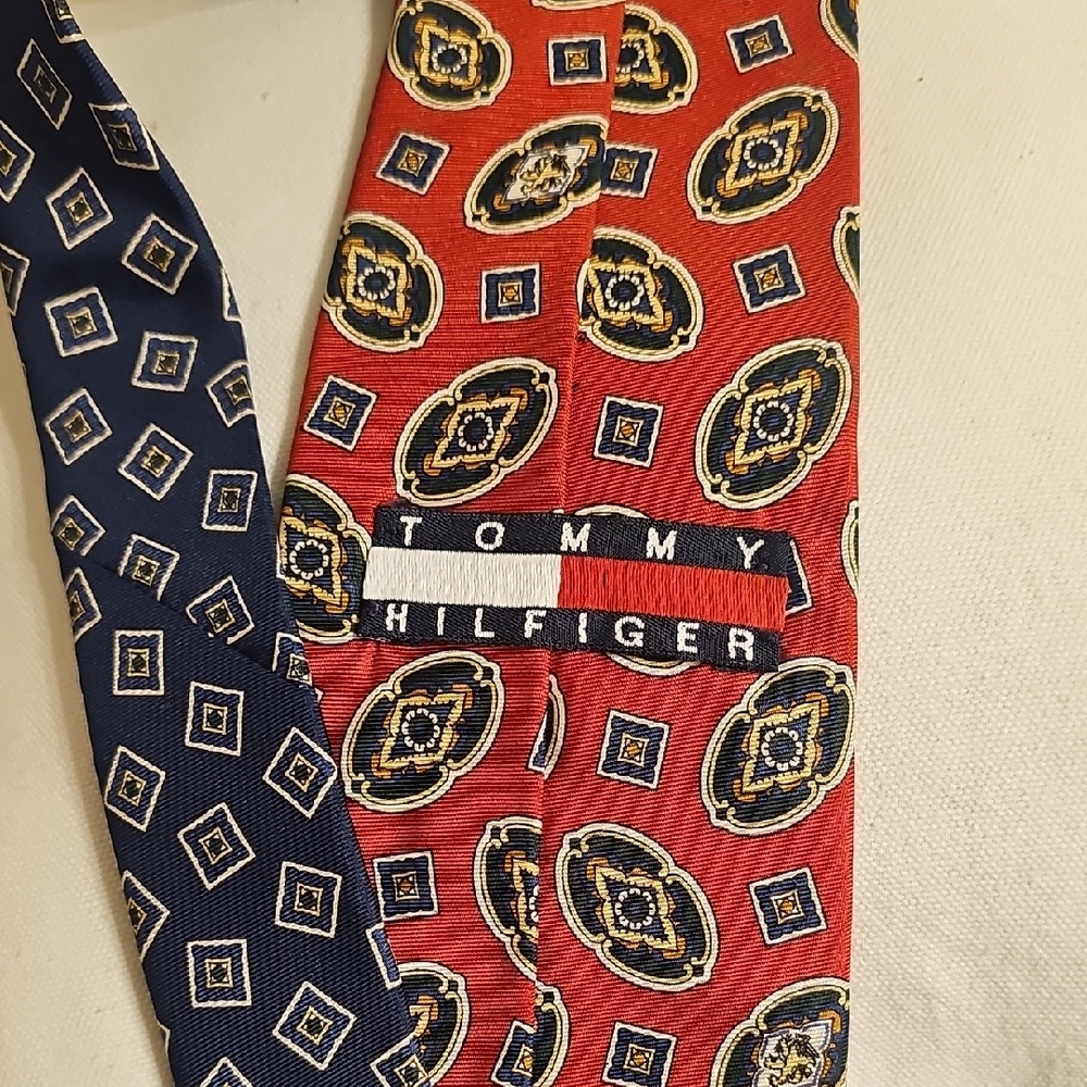 Tommy Hilfiger Red and Blue Patterned Ties